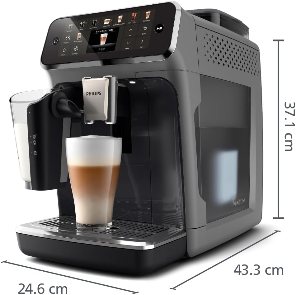 Serie 5500 Kaffeevollautomat (EP5544/50)–LatteGo Milchsystem,20 heiße und kalte Kaffeespezialitäten,40% leiser mit SilentBrew,QuickStart,Grau
